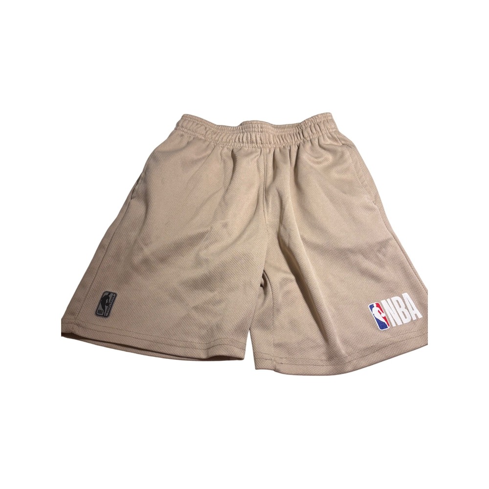 NBA Youth Mesh Basketball Shorts Tan Khaki Elastic Waist Pockets Size 10-12